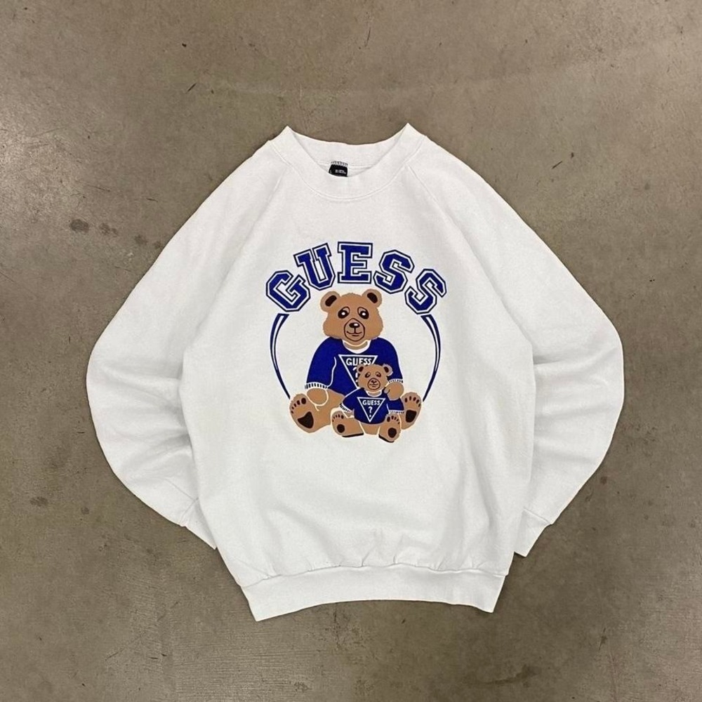intage 90s Guess Jeans USA Bear Graphic Crewneck Sweatshirt Size L